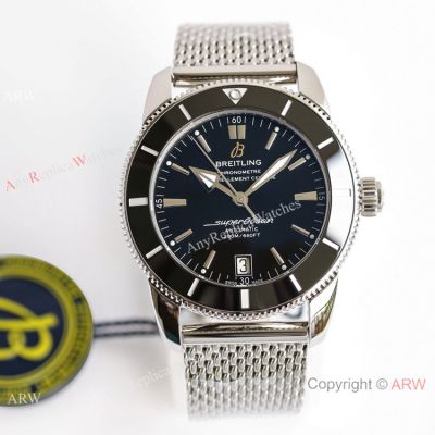 GF Swiss Replica Breitling Superocean Heritage II Caliber B20 Stainless Steel Mesh Strap Black Dial